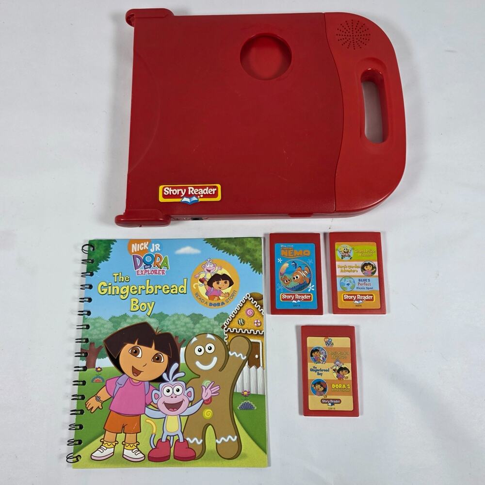 Story Reader Red Electronic Reader Bundle Dora Nemo Cartridges Book